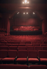 theater hall stage, seats for visitors