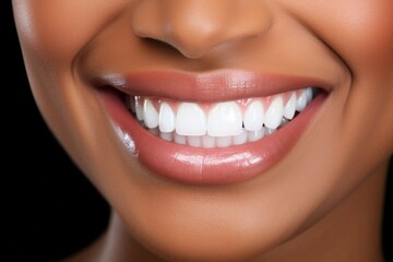 Beautiful African American Young Woman with Flawless White Teeth and a Captivating Orthodontic Smile