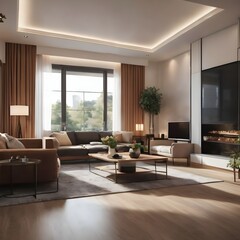 Naklejka na ściany i meble modern living room.Created wit Generative Ai technology