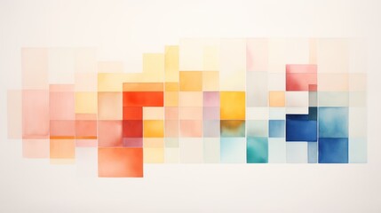 Minimalist Watercolor Painting: Division of the Plane by Rectangles AI Generated