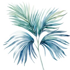 Beautiful vector image with nice watercolor tropical palm leaves on white background Generative AI