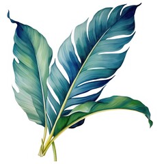 Tropical palm leaves on a white background. illustration. Generative AI