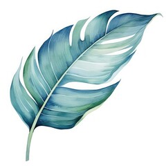 Tropical palm leaf isolated on white background. Watercolor illustration Generative AI