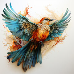 Obraz premium bird, art illustration, watercolor, hand drawn