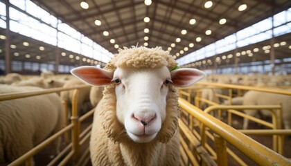 Exquisite ecological rams and adorable lambs at the domestic farm, showcasing superior image quality - obrazy, fototapety, plakaty
