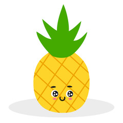 Cute pineapple cartoon character isolated on white background