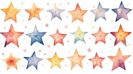 Watercolor stars seamless pattern. Hand drawn stars background. illustration. Generative AI