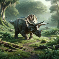Triceratops Dinosaur in wild