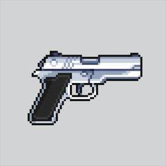 Pixel art illustration Gun. Pixelated Glock. Hand Gun Glock Police pixelated for the pixel art game and icon for website and video game. old school retro.