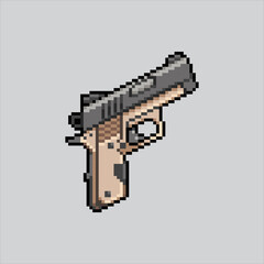 Fototapeta premium Pixel art illustration Gun. Pixelated Glock. Hand Gun Glock Police pixelated for the pixel art game and icon for website and video game. old school retro.