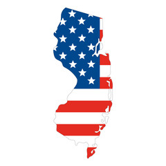 State of New Jersey with USA flag. USA map.