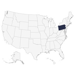 Map of Pennsylvania. USA map.