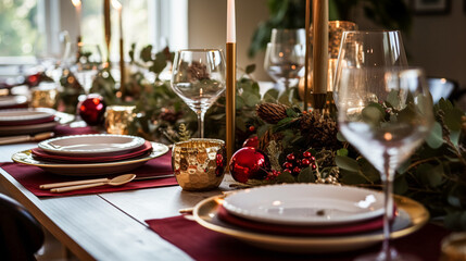 Table decor, holiday tablescape and formal dinner table setting for Christmas, holidays and event celebration, English country decoration and home styling