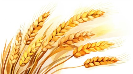 Golden Wheat Watercolor Illustration AI Generated