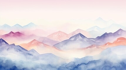 Abstract Watercolor Mountains Seamless Border Illustration AI Generated
