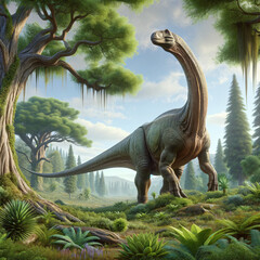 Brontosaurus long-neck Dinosaur in the wild