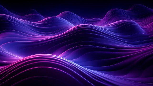 Background roxo escuro com ondas em 3D