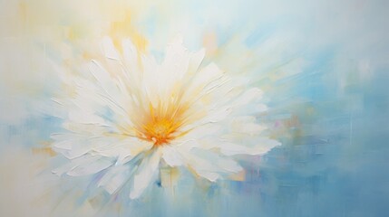 Abstract watercolor background with white chrysanthemum flower. Generative AI