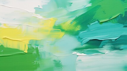 abstract background with brush strokes of green, blue and yellow paint Generative AI
