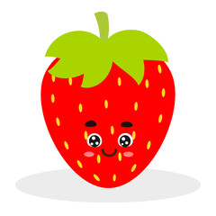 Cute strawberry cartoon character isolated on white background