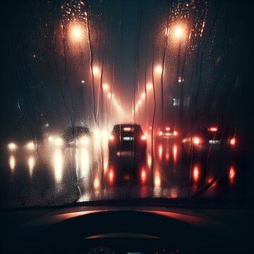 cars at night, rainy night highway 