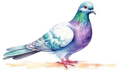 Watercolor Pigeon isolated on white background. illustration. Generative AI