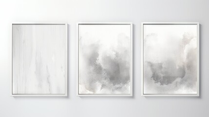 Set of three vertical banners with watercolor stains on a white background Generative AI