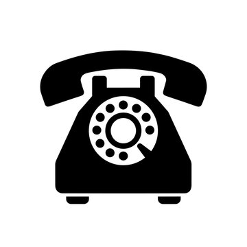 Phone icon. Classic black rotary telephone icon. Communication concept