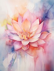 Soft and Vibrant Lotus Petals in Abstract Watercolor AI Generated