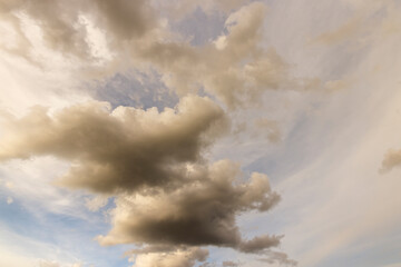 the sky in clouds of different shapes and sizes