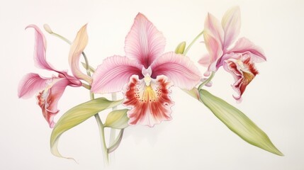 Watercolor Painting of the Darwin's Orchid on a White Canvas AI Generated