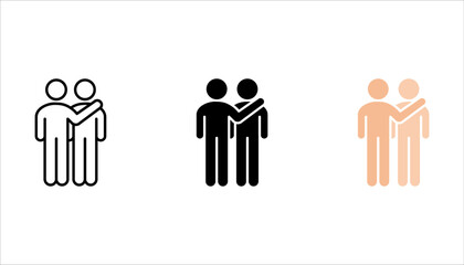 empathy and compassion icon set, mental personality problem, hug friendship, vector illustration on white background