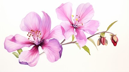 Watercolor Drawing of Youtan Poluo Flower on White Background AI Generated