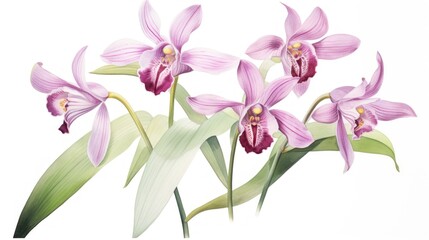 Fototapeta na wymiar Beautiful Watercolor Drawing of Western Underground Orchid on White Background AI Generated