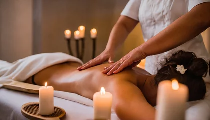 Fotobehang massaggio schiena relax centro benessere © franzdell