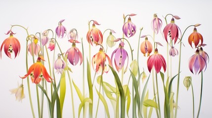 Watercolor Artwork of Fritillaria Gentneri on White Background AI Generated