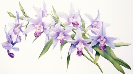 Watercolor Artwork of Dendrobium Spectabile on White Background AI Generated