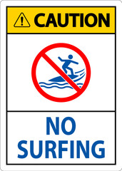 Caution Beach Safety Sign No Surfing