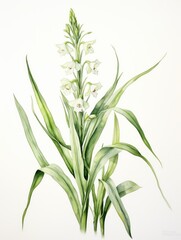 Watercolor Gymnadenia Conopsea on White Background AI Generated