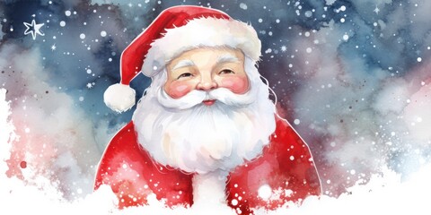 Festive Christmas Banner with Cute Santa Claus and Pristine White Snowflakes on Vibrant Red Background AI Generated
