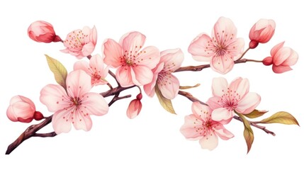 Set of Three Watercolor Cherry Blossom Branches AI Generated