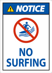 Fototapeta premium Notice Beach Safety Sign No Surfing
