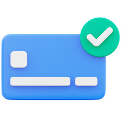 Card with checklist checkmark tick icon payment symbol 3d illustration