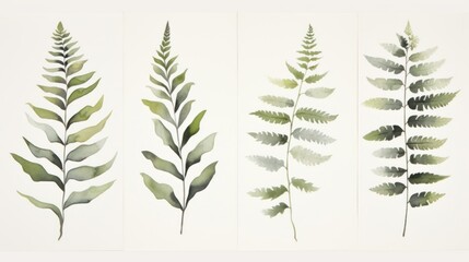 Artful Watercolor Fern Leaf Fronds Set AI Generated