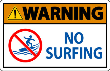 Warning Beach Safety Sign No Surfing