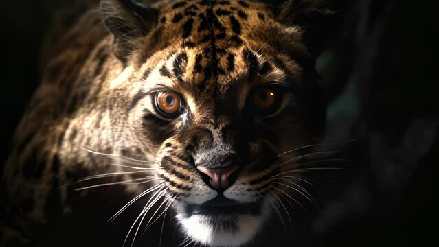 A sabertoothed tigers menacing gaze pierced through the darkness as it prowled through the night.. .