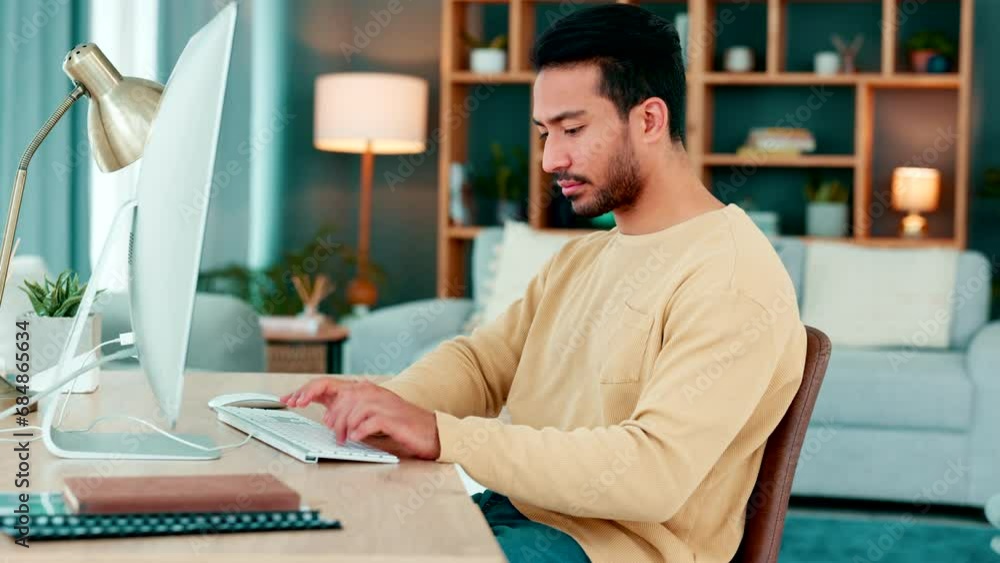 Poster Male web designer developing and writing code for an internet website while working remotely from home. Young software engineer modifying an app to fix a bug and manage cyber security for a company