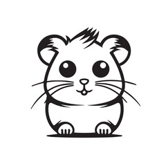 Hamsterin cartoon, doodle style. Isolated 2d vector illustration in logo, icon style, Eps 10, black and white. AI Generative