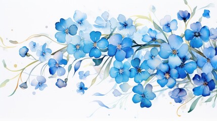 Fototapeta na wymiar Delicate and Intricate Dreamy Watercolor Forget-Me-Nots AI Generated
