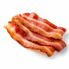 Crispy Bacon Strips Isolated on White Background. Generative ai